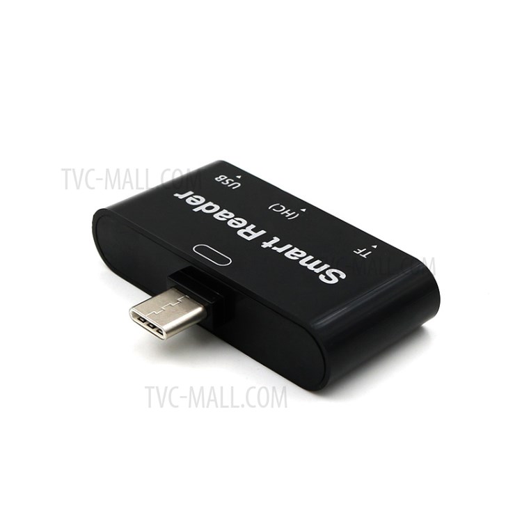 T532 3 in 1 Type-C OTG Card Reader USB-C to TF USB HC Smart Reader Adapter Splitter for Tablet Smart Phone - Black-5