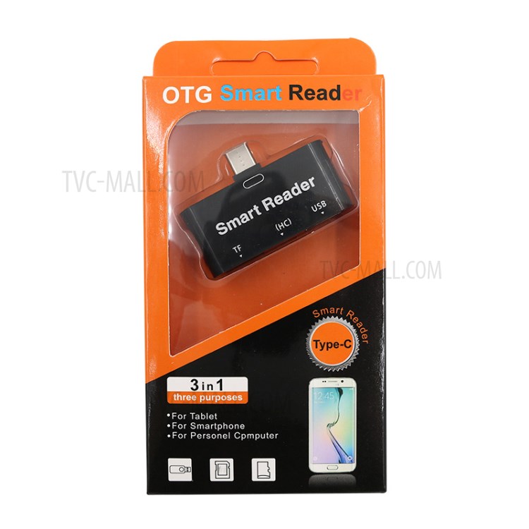 T532 3 in 1 Type-C OTG Card Reader USB-C to TF USB HC Smart Reader Adapter Splitter for Tablet Smart Phone - Black-7