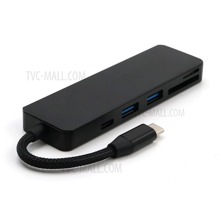 T551 5 in 1 Type-C HUB USB-C Card Reader Hub with PD Charger Splitter Dock Multiport Adapter for MacBook - Black-2