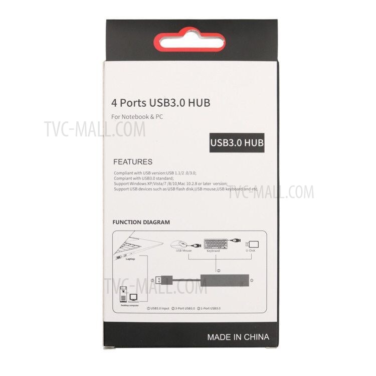 T-552 4 Ports USB 3.0 HUB Multi USB Splitter Adapter Converter Cable for Laptop PC Computer - White-3