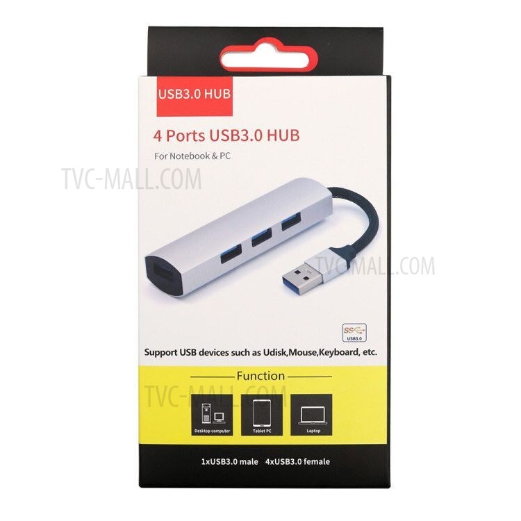 T-552 4 Ports USB 3.0 HUB Multi USB Splitter Adapter Converter Cable for Laptop PC Computer - White-4