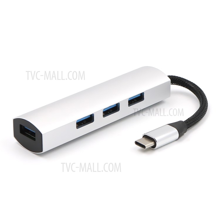 T550 4 Ports Type-C HUB USB-C to USB 3.0 Adapter Docking Station for Laptop Desktop Computer PC - Silver-1