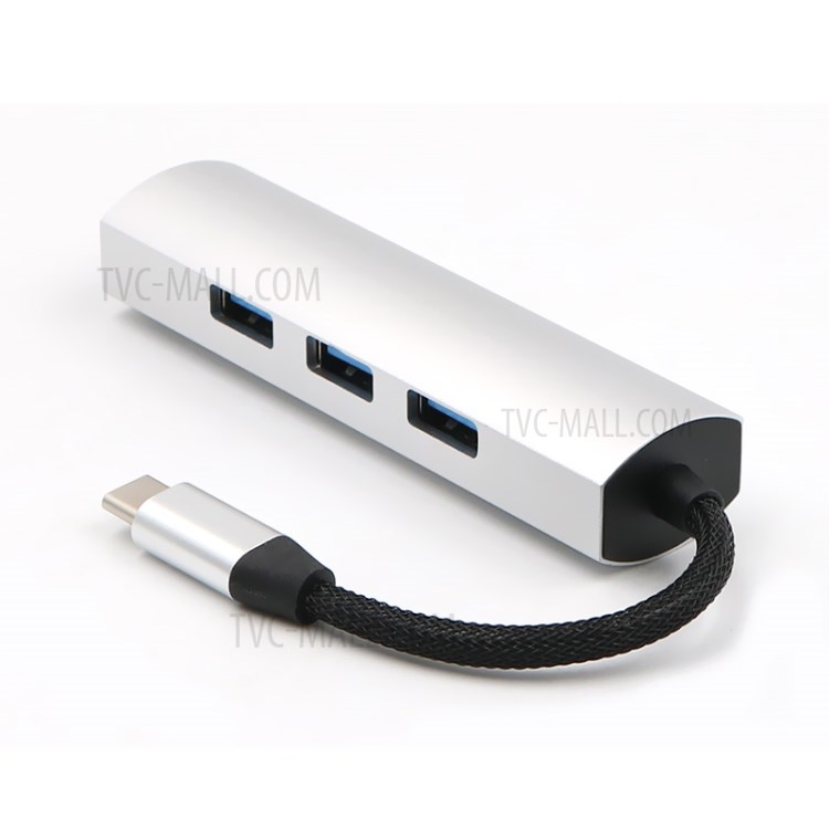 T550 4 Ports Type-C HUB USB-C to USB 3.0 Adapter Docking Station for Laptop Desktop Computer PC - Silver-2