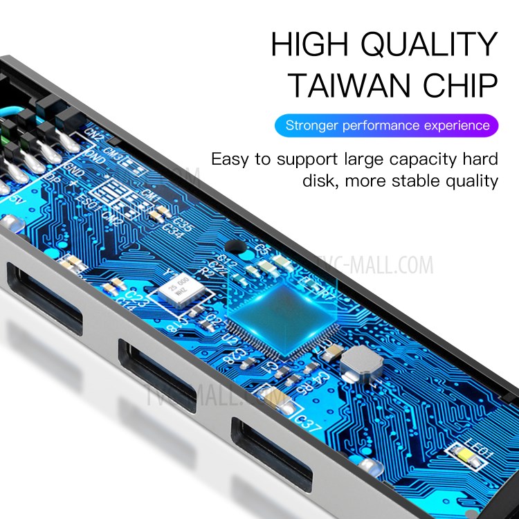 T550 4 Ports Type-C HUB USB-C to USB 3.0 Adapter Docking Station for Laptop Desktop Computer PC - Silver-6