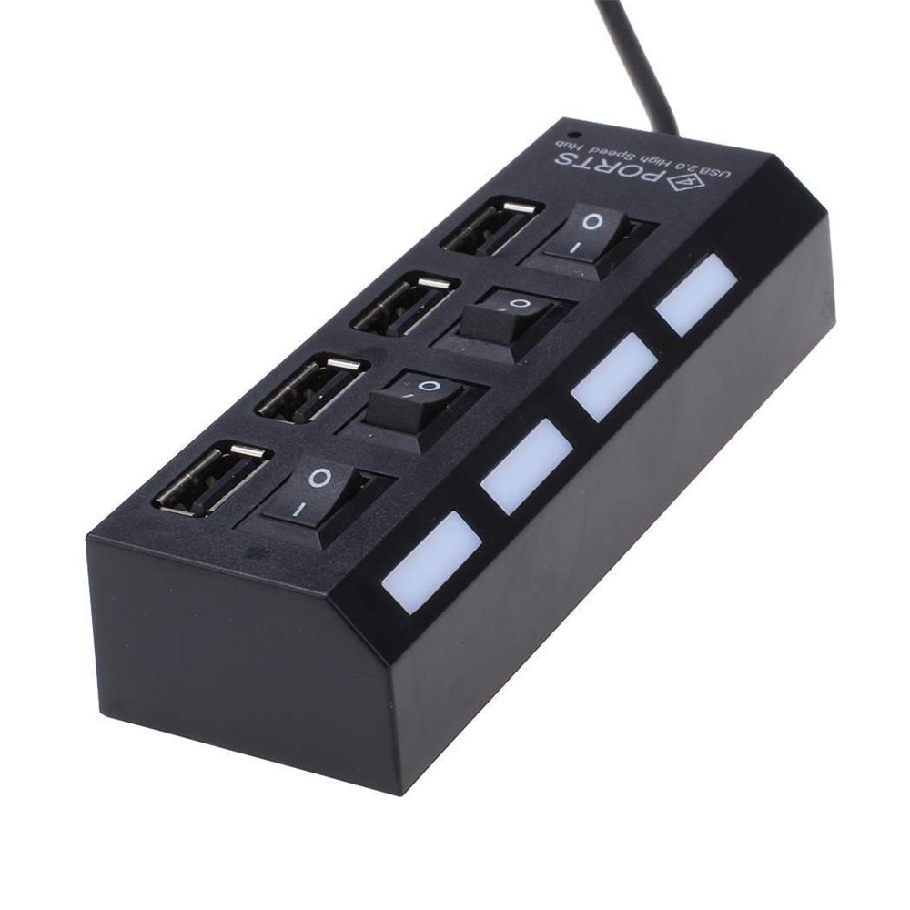 A42 High Speed USB2.0 4-Port USB Hub Splitter with Independent Switch - Black-4