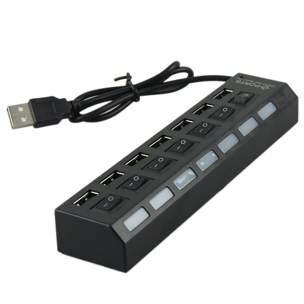 A55 USB2.0 High Speed Transmission 7-Port USB Hub Splitter with Independent Switch - Black-3