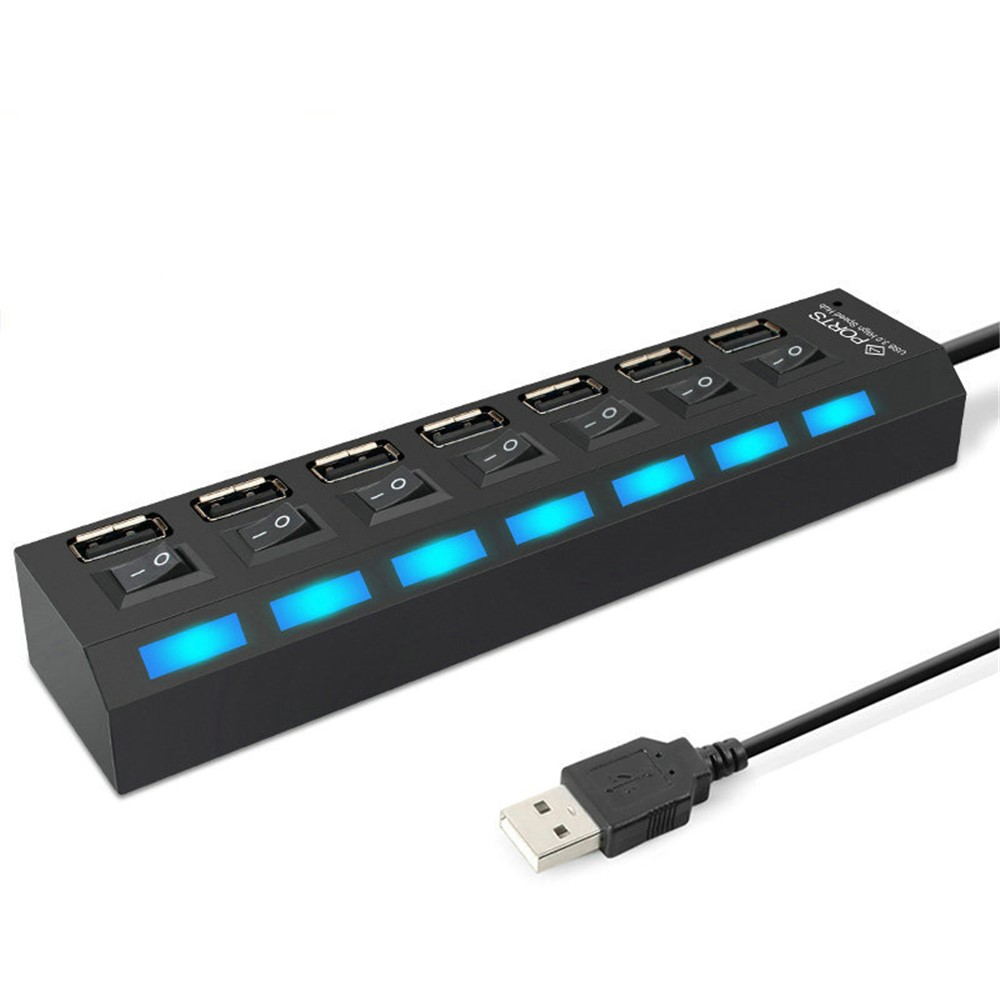 A55 USB2.0 High Speed Transmission 7-Port USB Hub Splitter with Independent Switch - Black-8