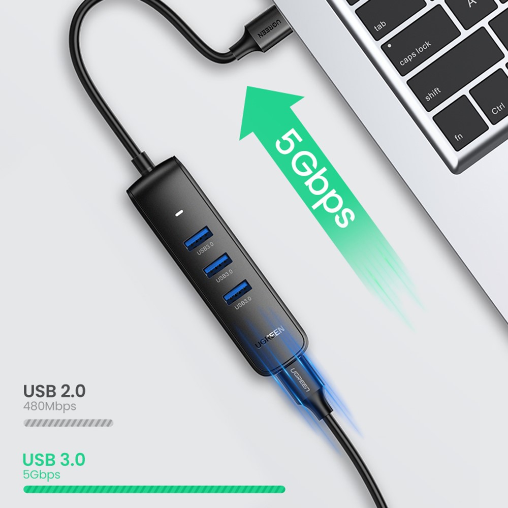 UGREEN For MacBook Pro Air 2020 Surface Notebook PC Laptop Portable USB 3.0 Splitter Adapter 4 Ports USB Hub-3