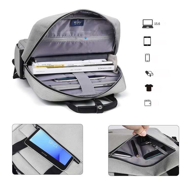 WIWU Waterproof Laptop Bag Multi-function Large Capacity Traveling Backpack - Grey-5