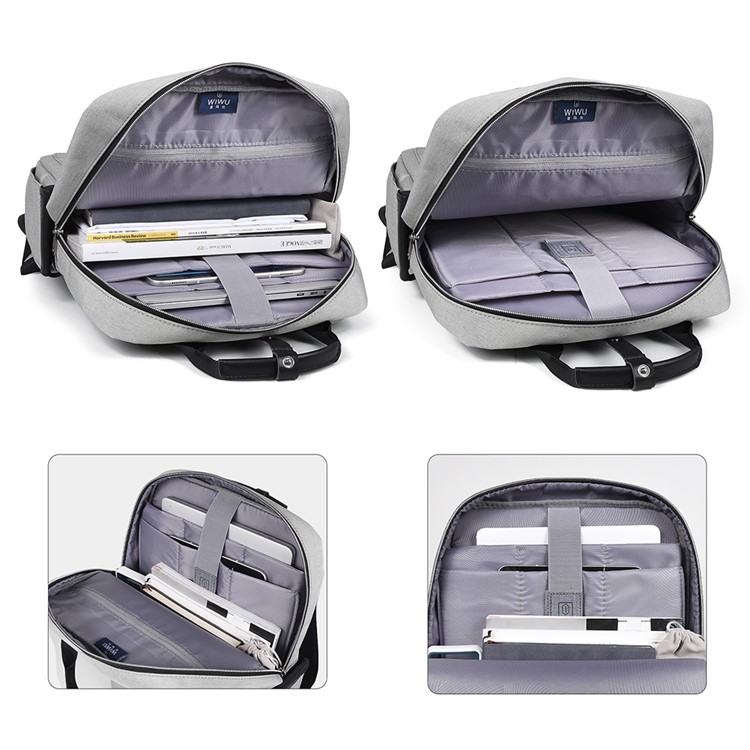 WIWU Waterproof Laptop Bag Multi-function Large Capacity Traveling Backpack - Grey-6