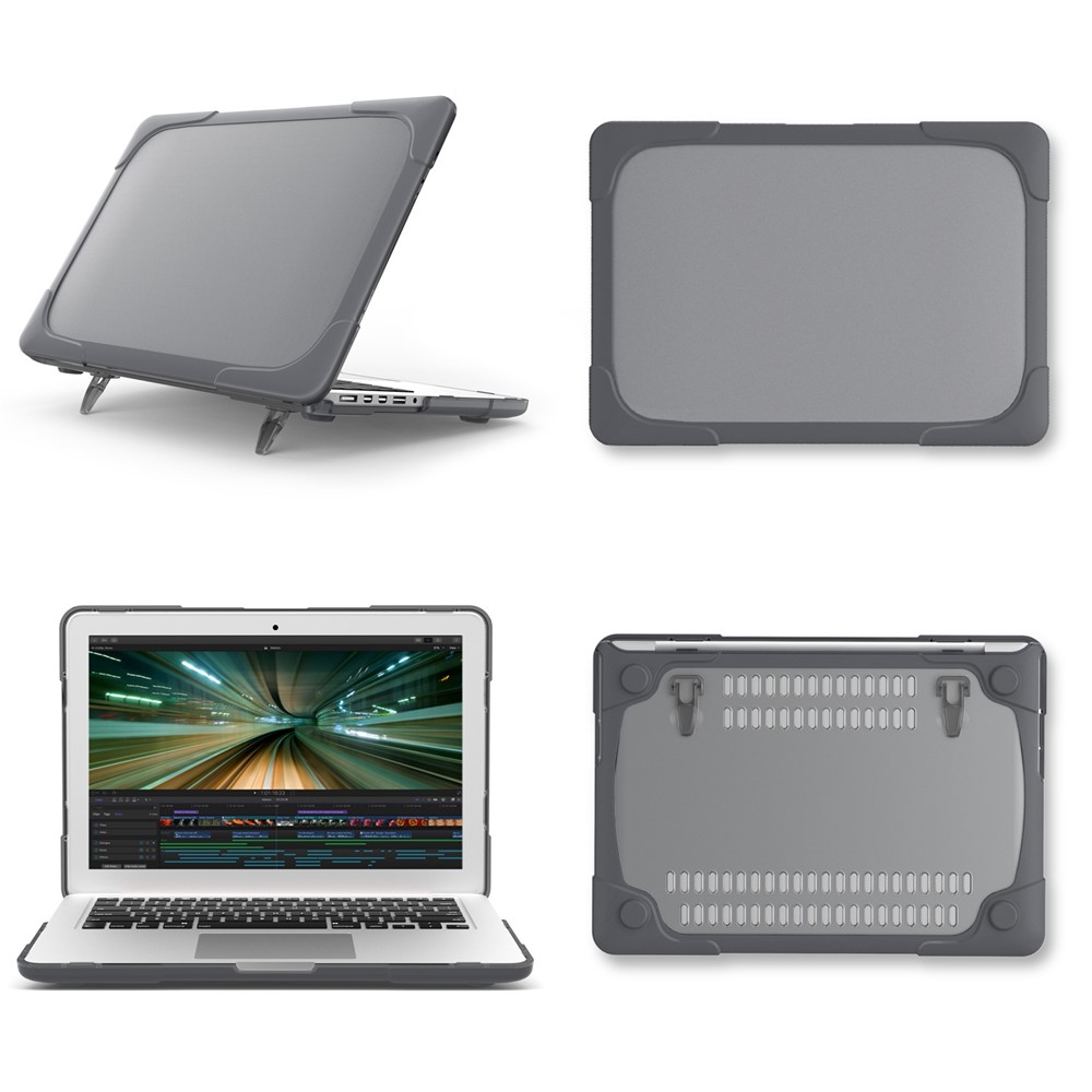 Diseño de Disipación de Calor de Plástico de Dos Piezas + TPU Con Stand Shell Para MacBook New Pro 16 "a2141 - Gris-2