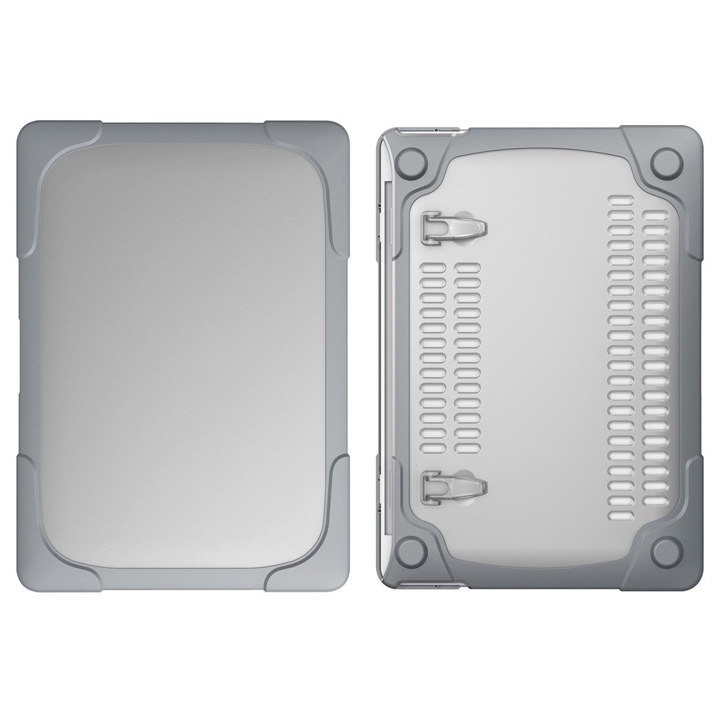 Two-piece Plastic + TPU with Stand Shell for Macbook New Pro 13" A2251 A2289 2020 - Grey-15