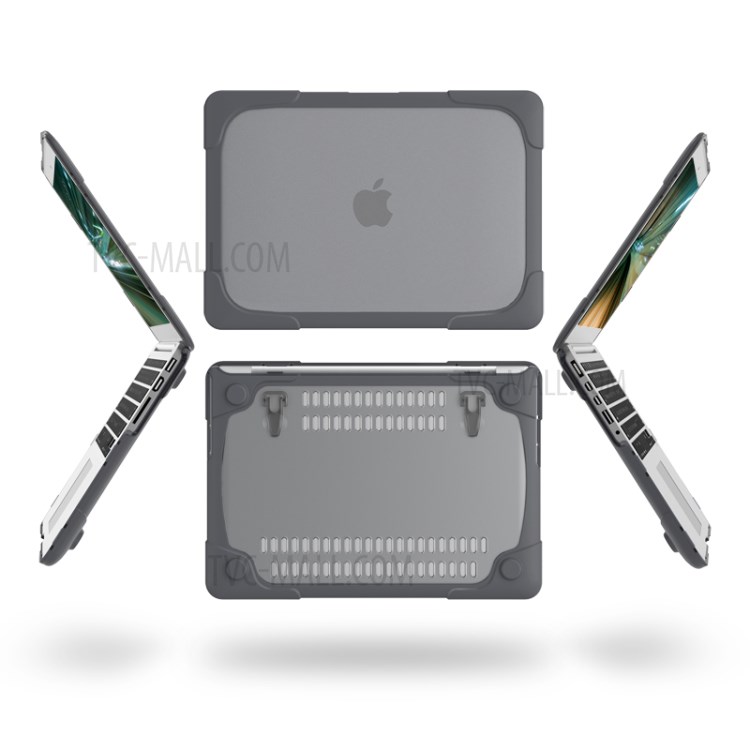 Two-piece Plastic + TPU with Stand Shell for Macbook New Pro 13" A2251 A2289 2020 - Grey-18