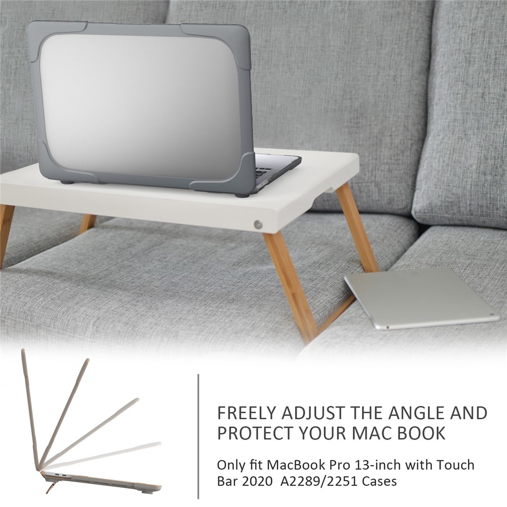 Two-piece Plastic + TPU with Stand Shell for Macbook New Pro 13" A2251 A2289 2020 - Grey-5