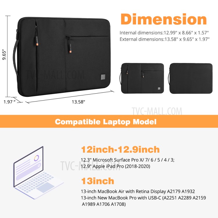 WIWU Alpha Series Waterproof Laptop Bag Thin Sleeve Case for 13-inch Notebooks Laptops MacBook-3