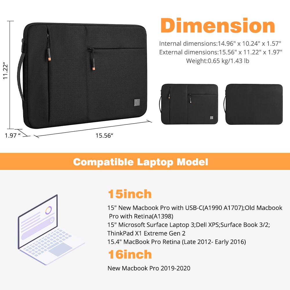 WIWU Manchon De Sac Portable Hydrofuge Série Alpha Cas Pour Le Macbook Des Ordinateurs Portables 16 Pouces-3