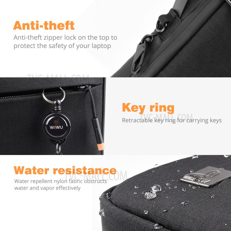 Bolsa De Transporte Laptop WIWU Bolsa À Prova De Água De Grande Capacidade À Prova De Choque Para 13 Polegadas Cadernos Laptops MacBook-11