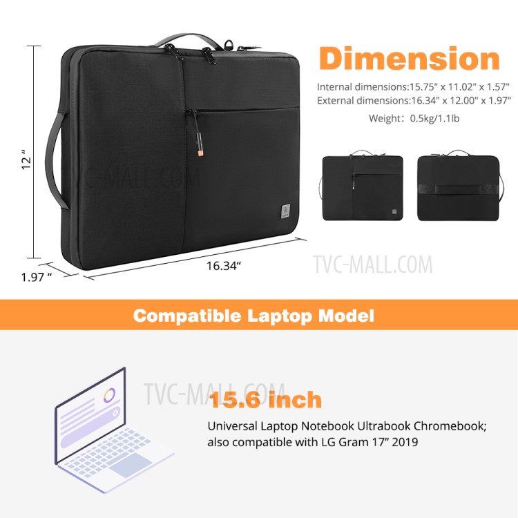 Bolsa De Transporte Laptop WIWU Bolsa À Prova De Água De Grande Capacidade À Prova De Choque Para 13 Polegadas Cadernos Laptops MacBook-12