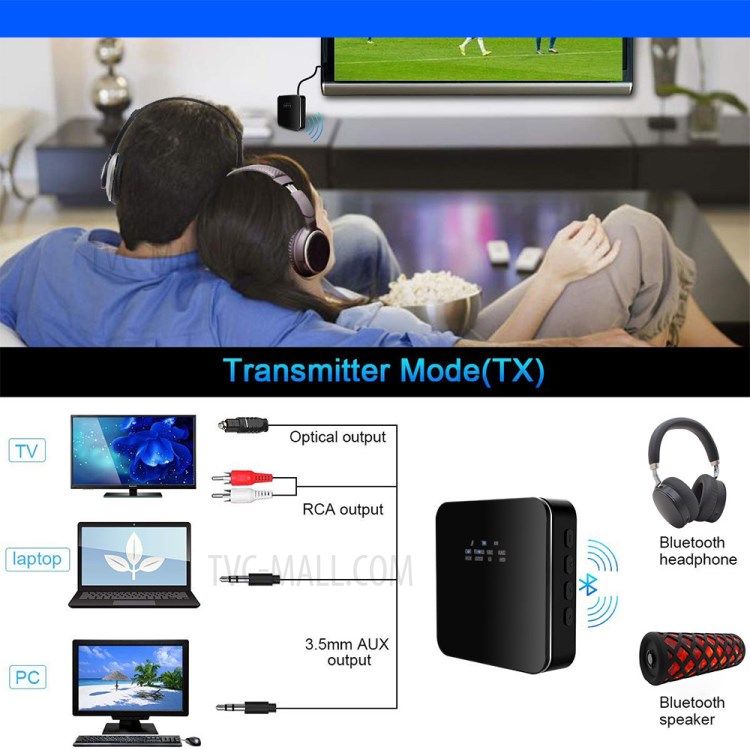 B20 Bluetooth 5.0 Audio Transmitter Receiver 2 in 1 Adapter-3