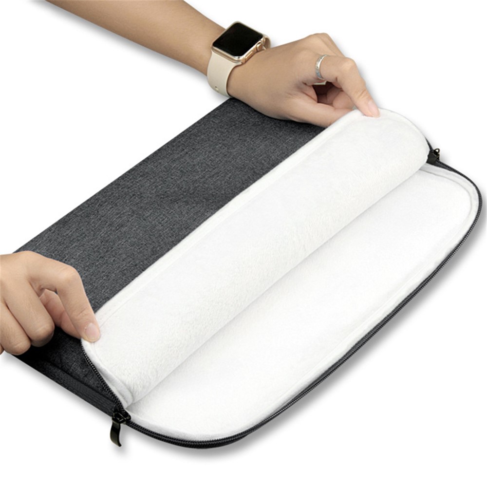Nylon Laptop Sleeve Protective Case for 11-inch Laptop Computer Soft Plush Bag - Dark Grey-4