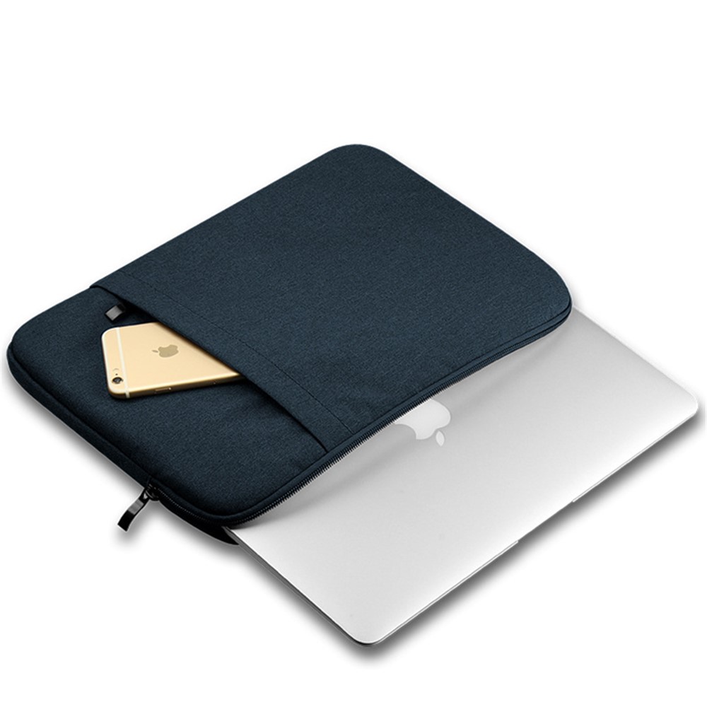 Nylon Laptop Sleeve Protective Case for 13-inch Laptop Computer Soft Plush Bag - Navy Blue-3
