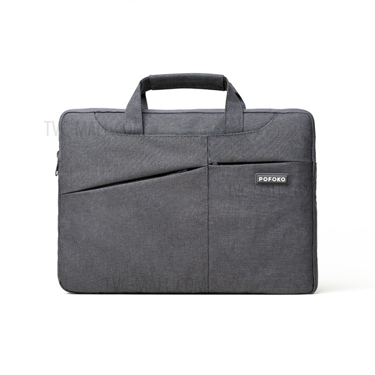 POFOKO Polyester Fabric Laptop Bag Laptop Hand Bag Shoulder Bag for 15.6-inch Laptops - Dark Grey-2