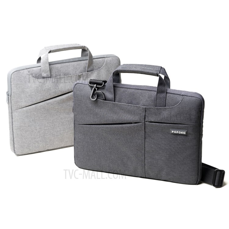 POFOKO Polyester Fabric Laptop Bag Laptop Hand Bag Shoulder Bag for 15.6-inch Laptops - Dark Grey-5