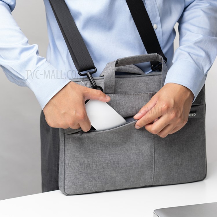 POFOKO Polyester Fabric Laptop Bag Laptop Hand Bag Shoulder Bag for 15.6-inch Laptops - Dark Grey-7