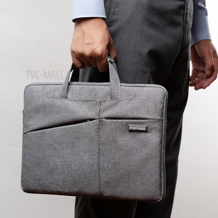 POFOKO Polyester Fabric Laptop Bag Laptop Hand Bag Shoulder Bag for 15.6-inch Laptops - Dark Grey-8
