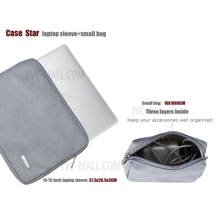 Soft Neoprene Laptop Sleeve Case + Charging Cable Storage Bag for 14inch Laptop-7