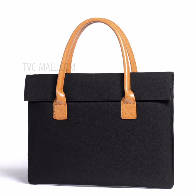 KALUSI Ultra-thin Laptop Case Fashionable Laptop Sleeve Durable Computer Carrying Case with Leather Handle for 15-inch Laptop - Black-1