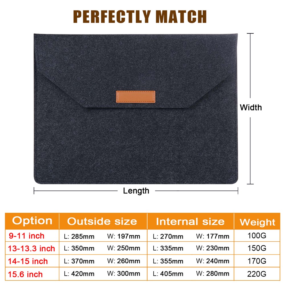 Dual Pocket Laptop Inner Bag Tablet Storage Bag Sleeve Case Protector for 15.6 inch Notebook - Black-2