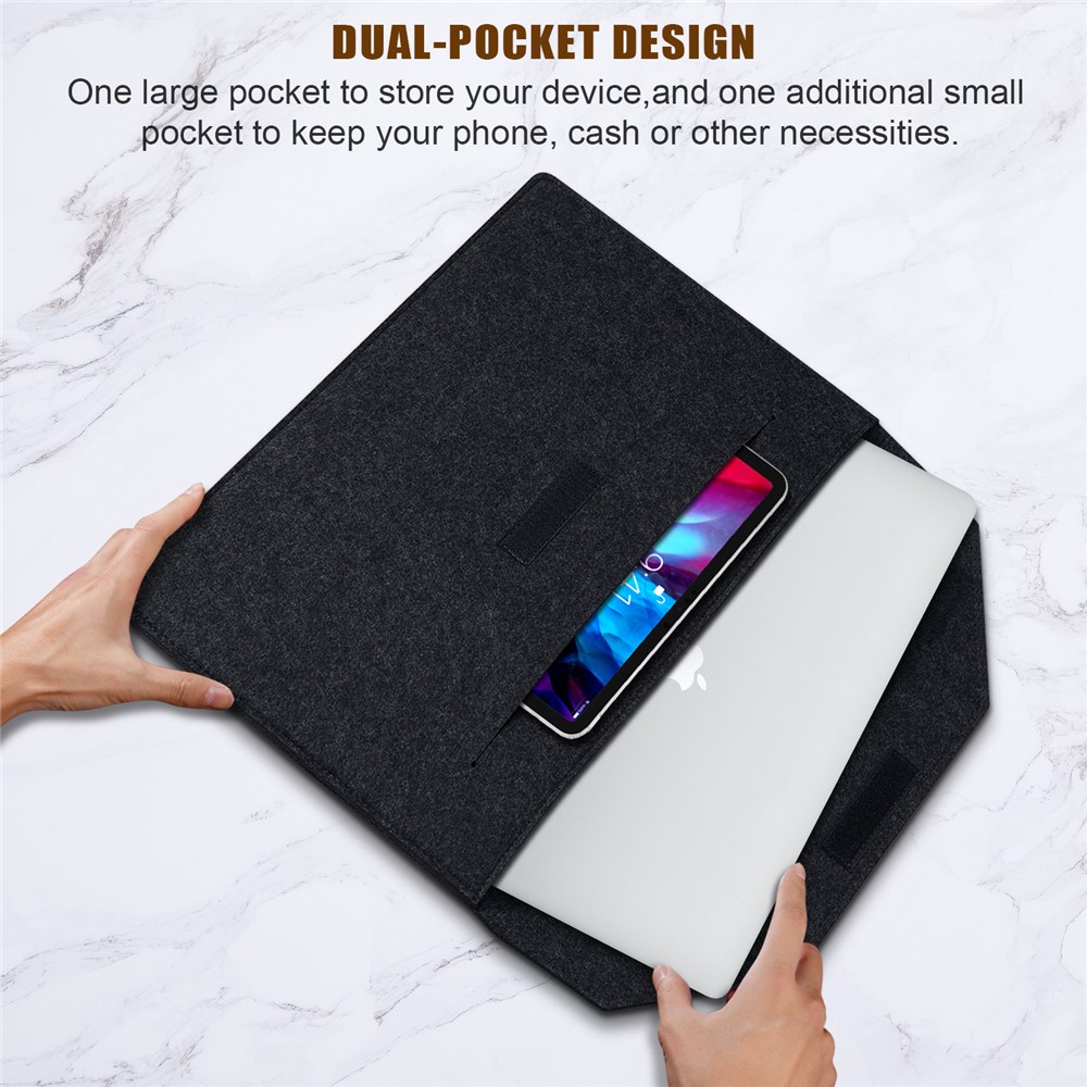 Dual Pocket Laptop Inner Bag Tablet Storage Bag Sleeve Case Protector for 15.6 inch Notebook - Black-3