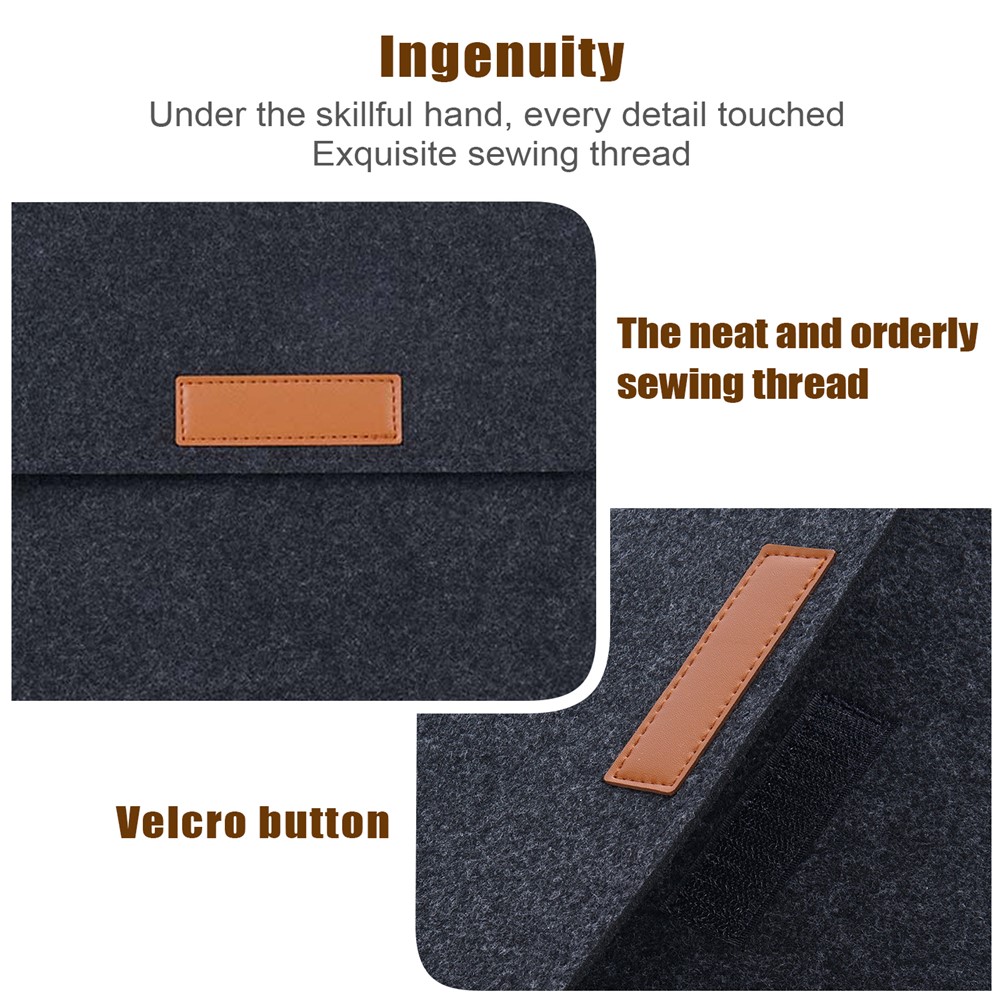 Dual Pocket Laptop Inner Bag Tablet Storage Bag Sleeve Case Protector for 15.6 inch Notebook - Black-4