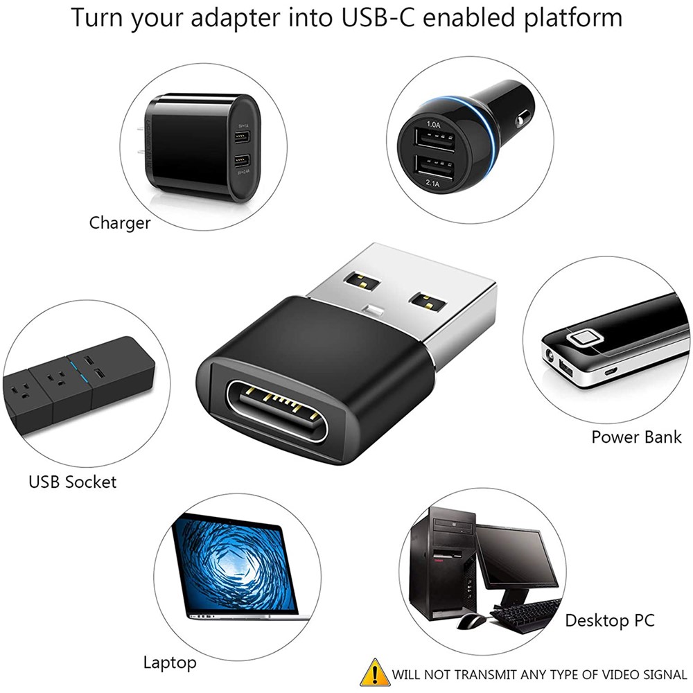 XQ-ZH0010 USB OTG Male to Type-C Female Adapter USB to USB-C Connector Charging Data Transfer Converter - Black-3