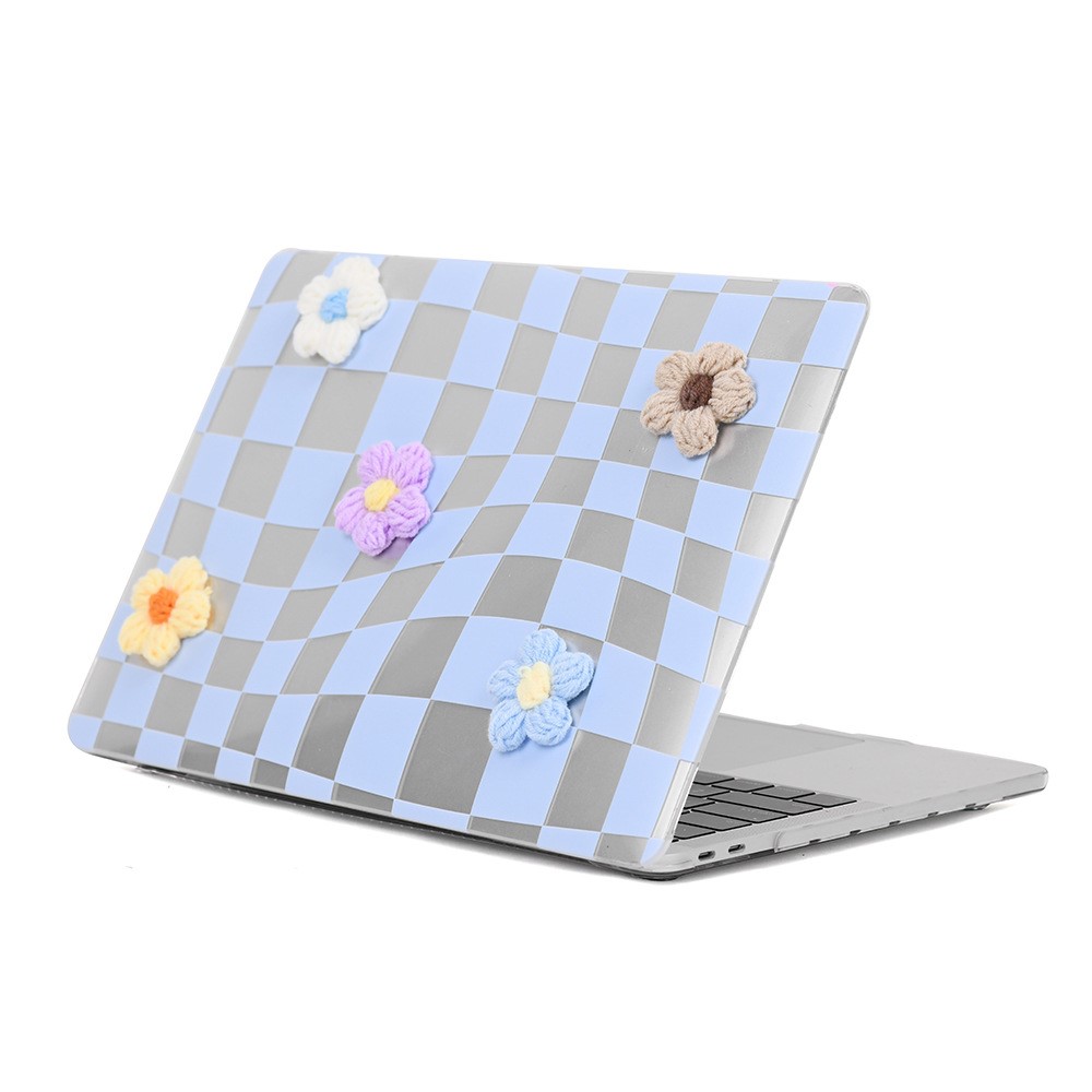 DIY Laptop Case for MacBook Pro 13 inch (2022) / (2020) / (2019) / (2018) / (2017) / (2016) Hard PC Protective Cover - Blue Checked / Flower