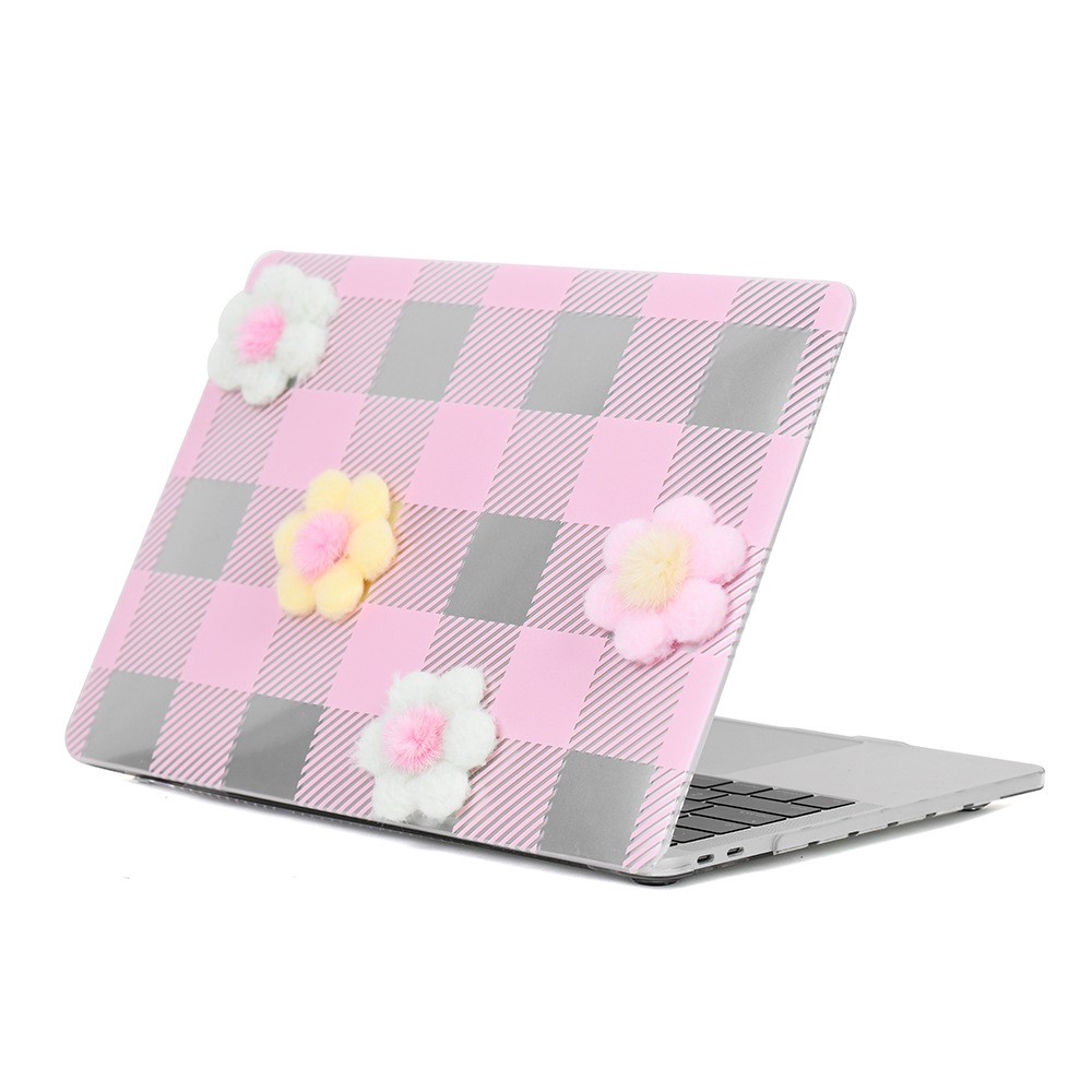 DIY Laptop Case for MacBook Pro 14 inch (2026) / (2025) / (2024) / (2023) / (2022) / (2021) Hard PC Protective Cover - Pink Checked / Flower
