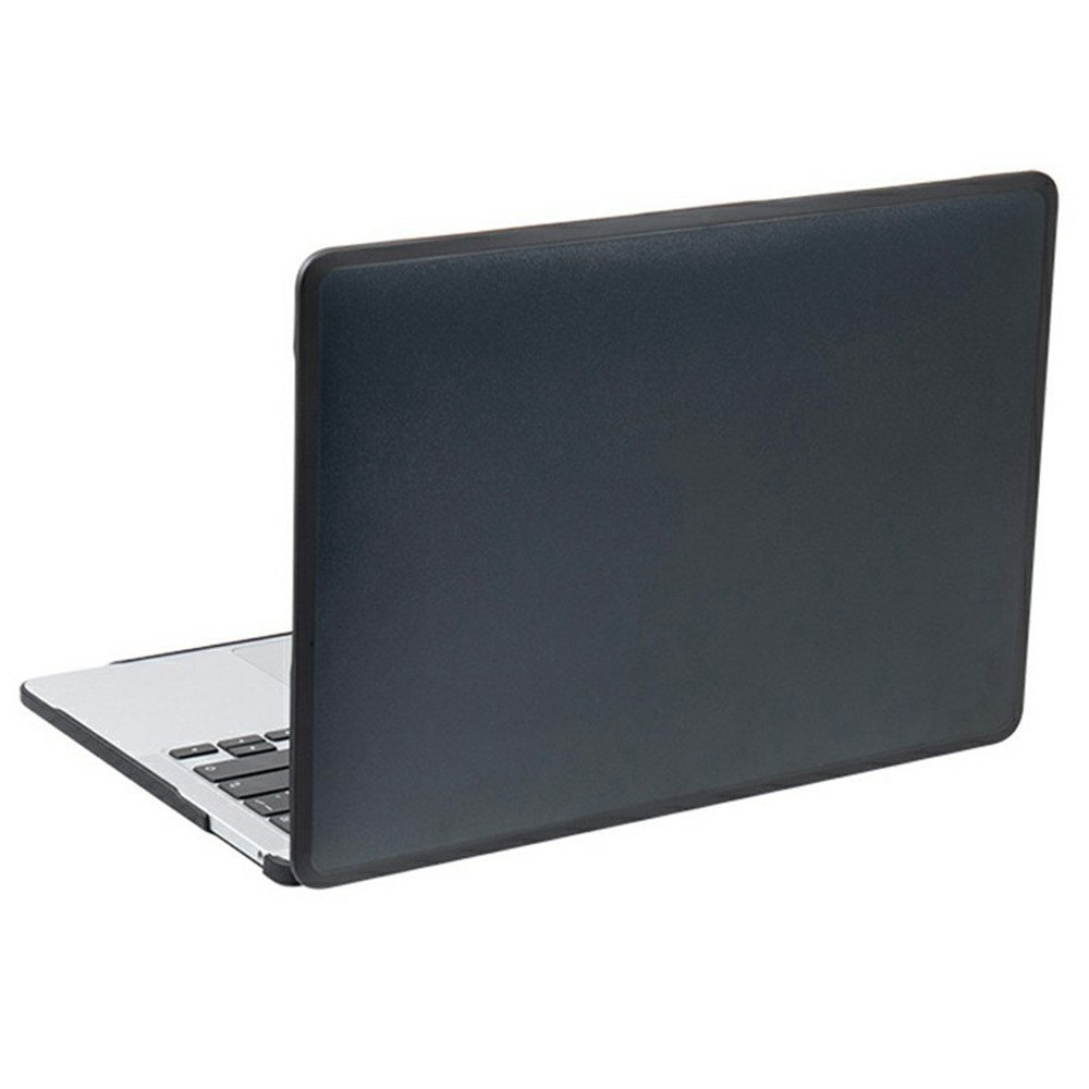For MacBook Air 13 inch (2020) Case TPU+PC Frosted Matte Hard Shell Laptop Protective Cover - TPU Black Edges + Transparent Black PC