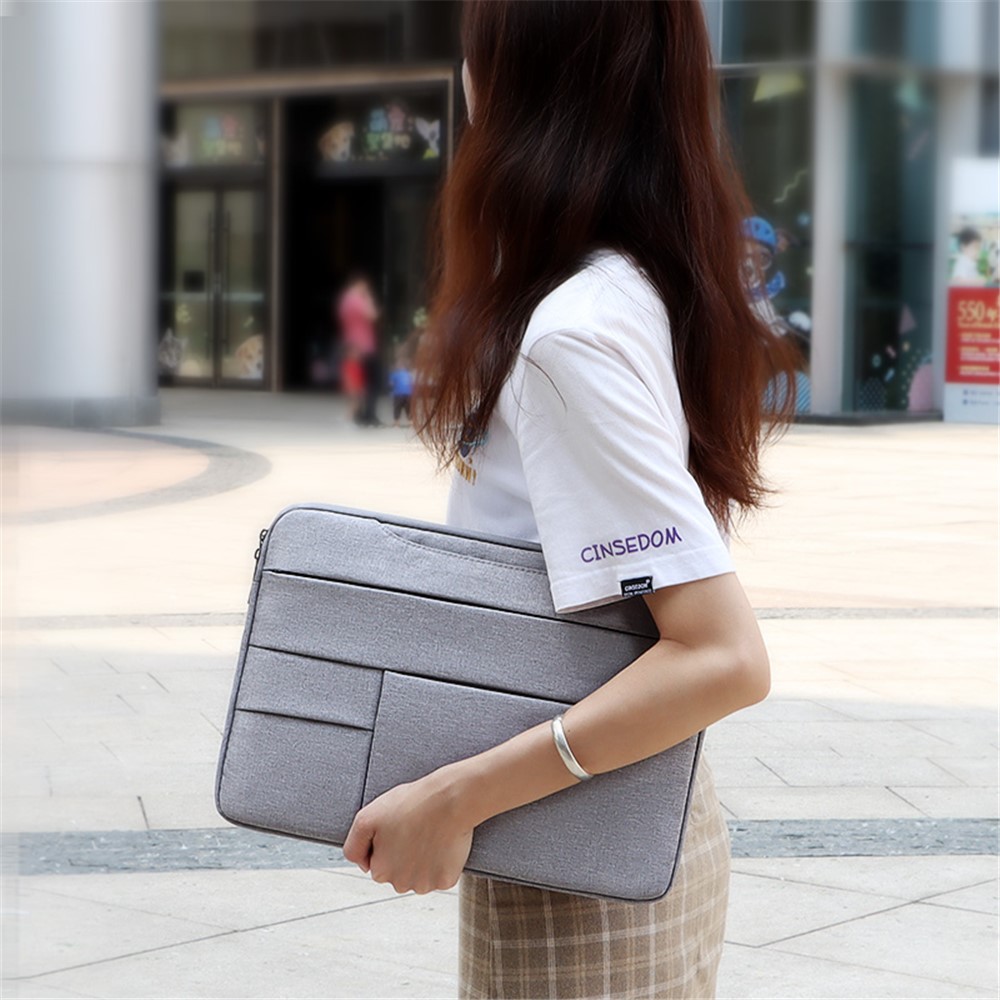 ND05S Shockproof Liner Laptop Bag Waterproof Carrying Case with Multiple Pockets for 15.6 Inch Notebook - Grey-5