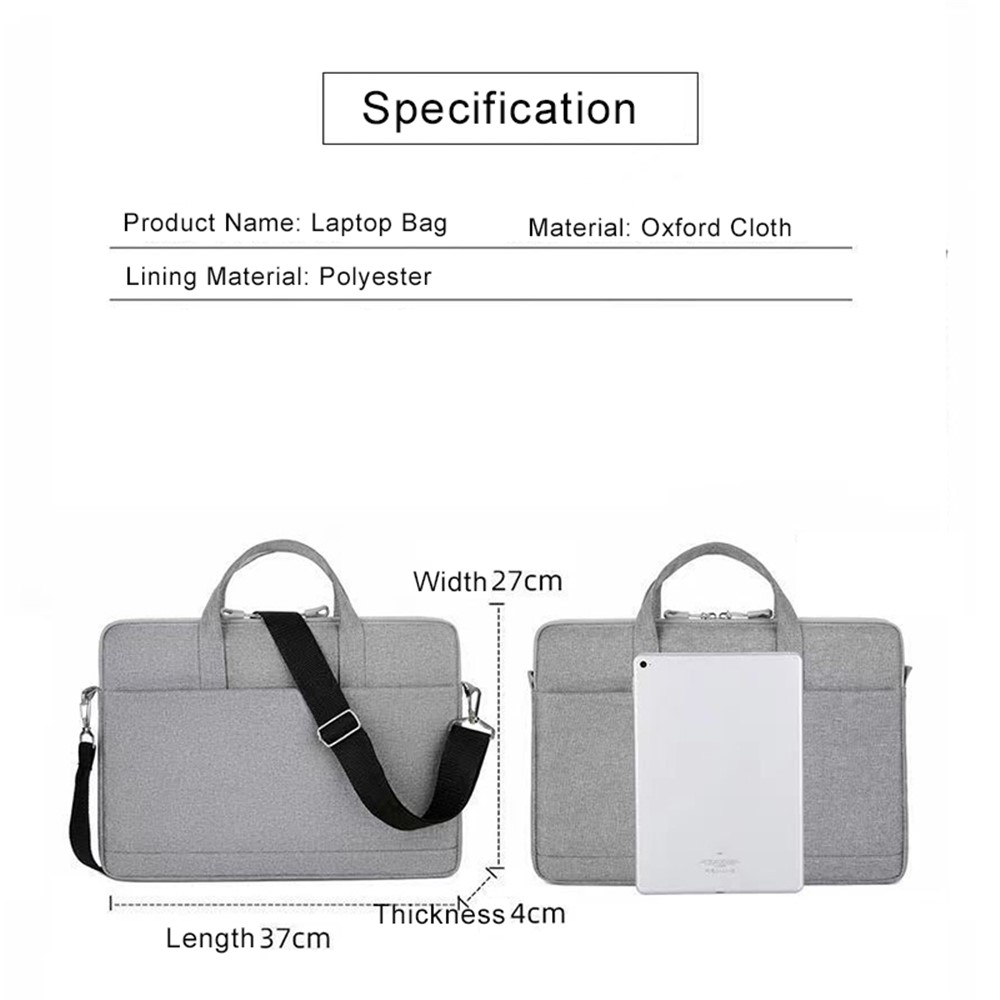 028 Series Simple Style Laptop Case Large Laptop Sleeve Durable Computer Carrying Case for 15-15.6 inch Laptop - Grey-8