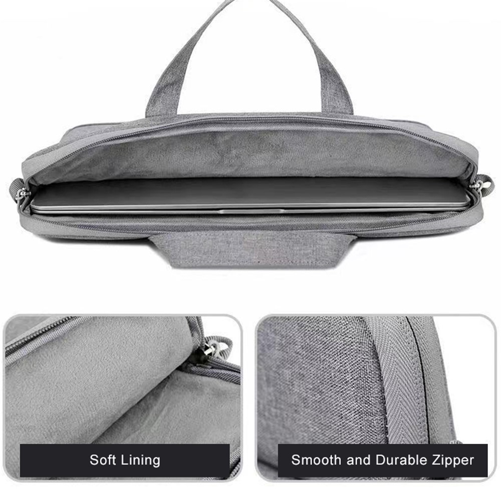 028 Série Universal Oxford Tissu + Polyester Soft Soft Sleeve Notebook Porte-sacs Pochette Avec Bandoulière Pour 14 - Ordinateur Portable De 14,6 Pouces - Gris-4