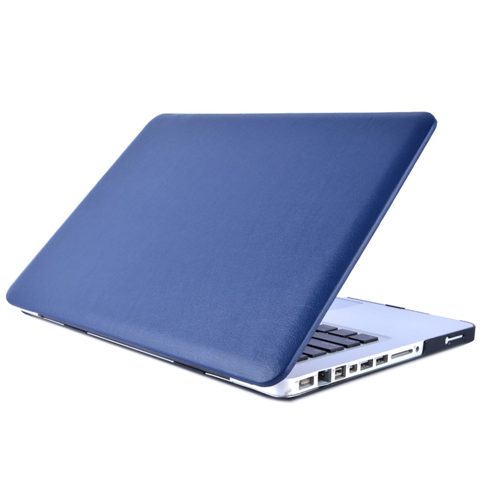 Single Side PU Leather Coated PC Protective Case for MacBook Pro Retina 13-inch (A1425/A1502) - Dark Blue-3