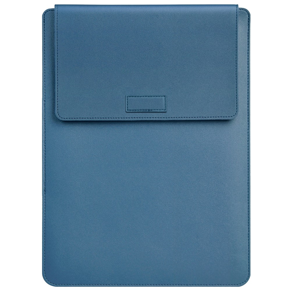 13.5 inch Notebook Waterproof Protection Sleeve Bag PU Leather Vertical Carrying Pouch Laptop Stand - Blue-1