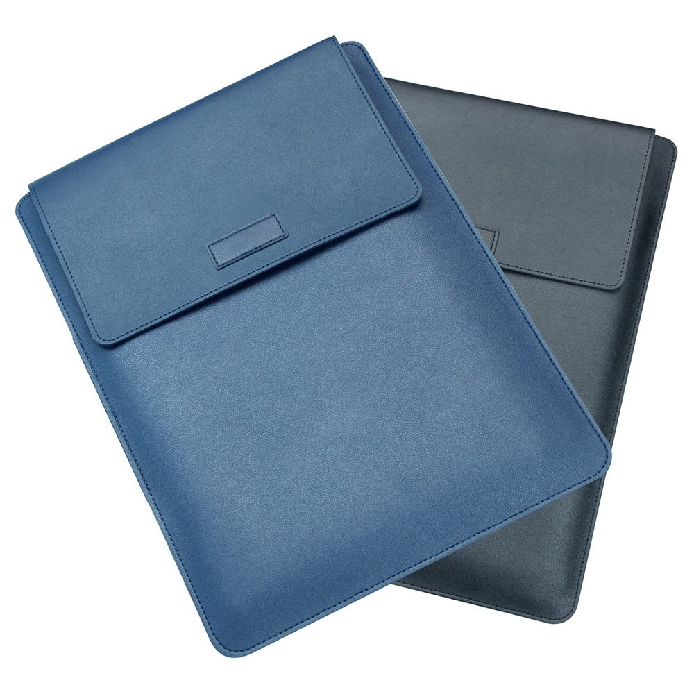 13.5 inch Notebook Waterproof Protection Sleeve Bag PU Leather Vertical Carrying Pouch Laptop Stand - Blue-11