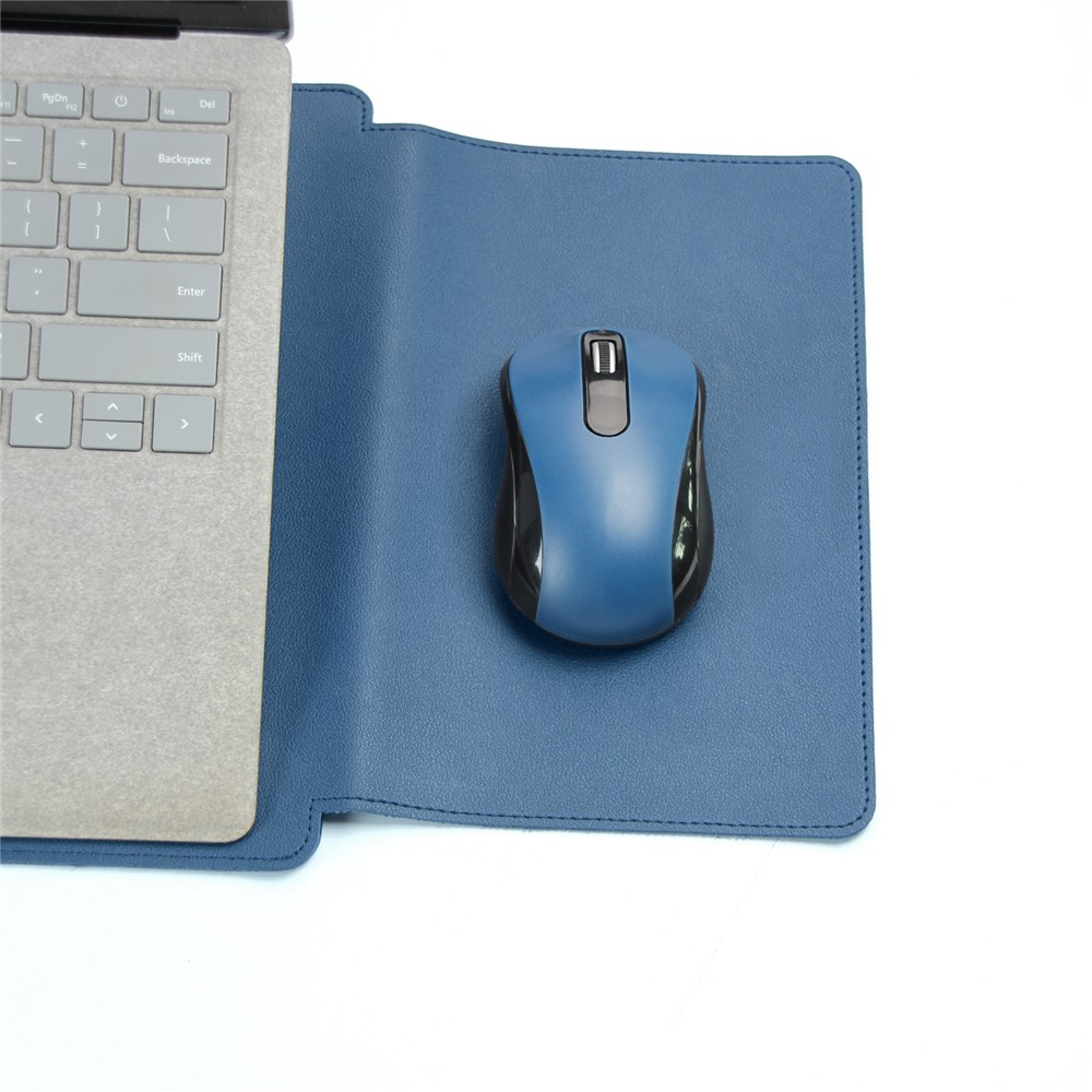 13.5 inch Notebook Waterproof Protection Sleeve Bag PU Leather Vertical Carrying Pouch Laptop Stand - Blue-6