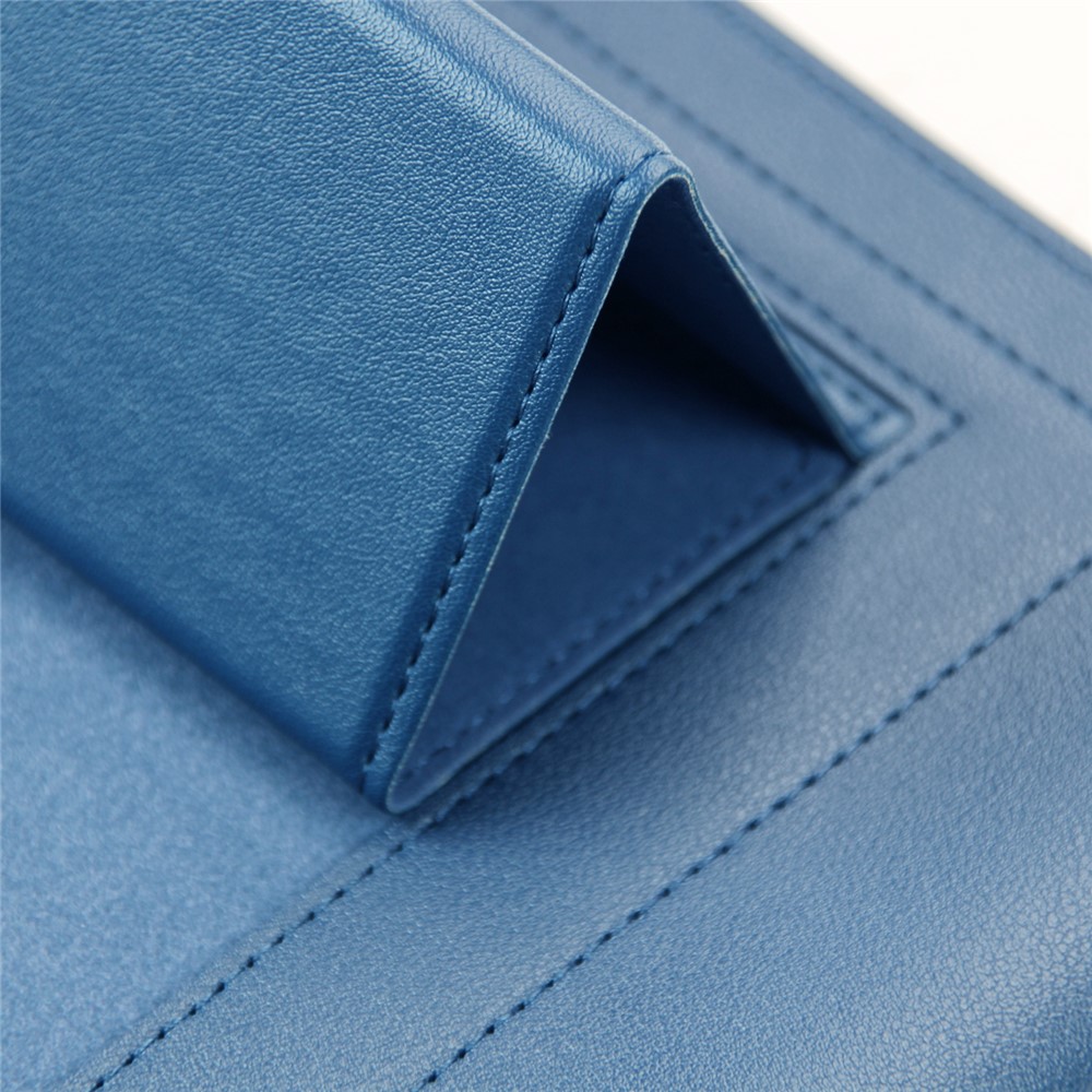 13.5 inch Notebook Waterproof Protection Sleeve Bag PU Leather Vertical Carrying Pouch Laptop Stand - Blue-8