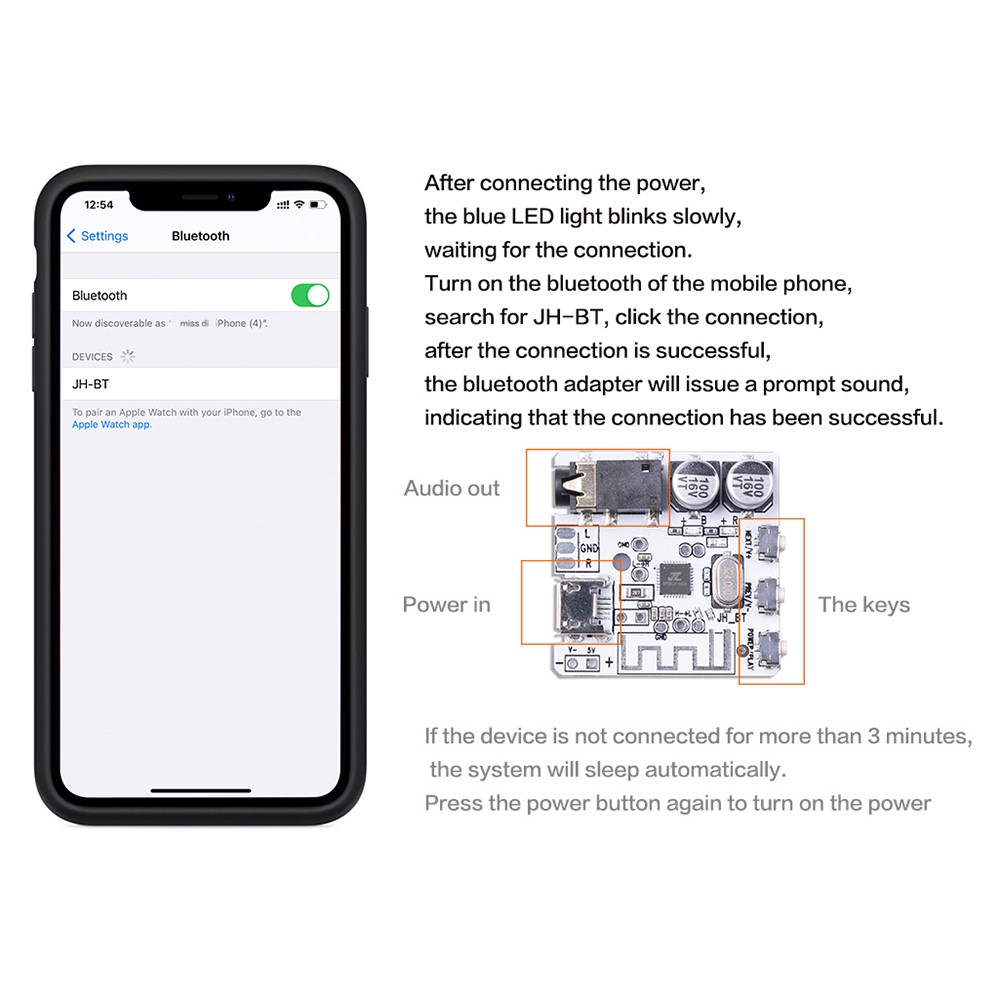 6966 Bluetooth 5.0 Audio Receiver Module 3.7-5V Wireless Stereo Music Decoding Amplifier Board - Black-7