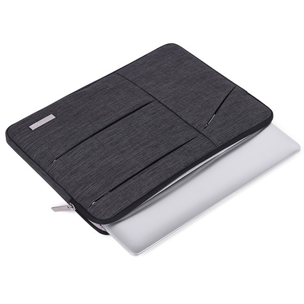 CANVASARTISAN L2-108 Slim Zipper Laptop Case Large Capacity Carrying Bag with Mini Storage Pouch for 12" Laptops - Dark Grey-4
