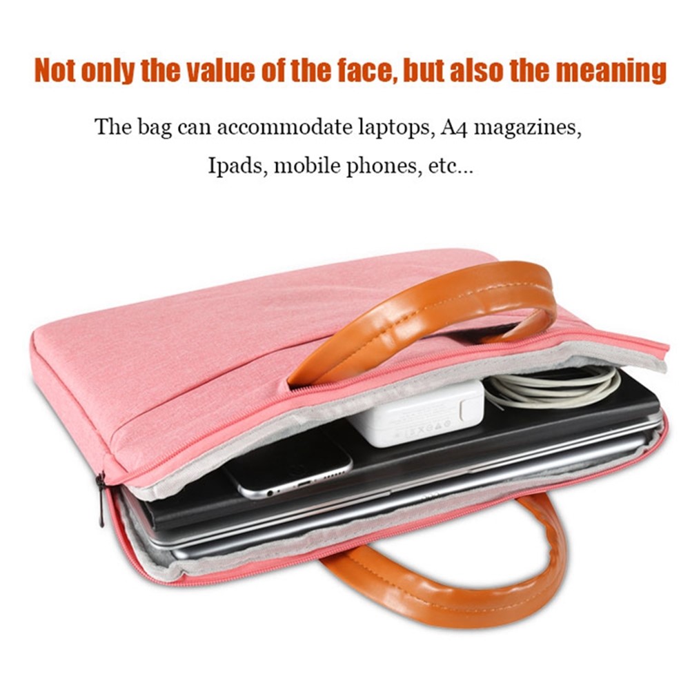 15.6-inch Laptop Sleeve Case Cover Protective Bag Oxford Cloth Netbook Carrying Handbag - Pink-4