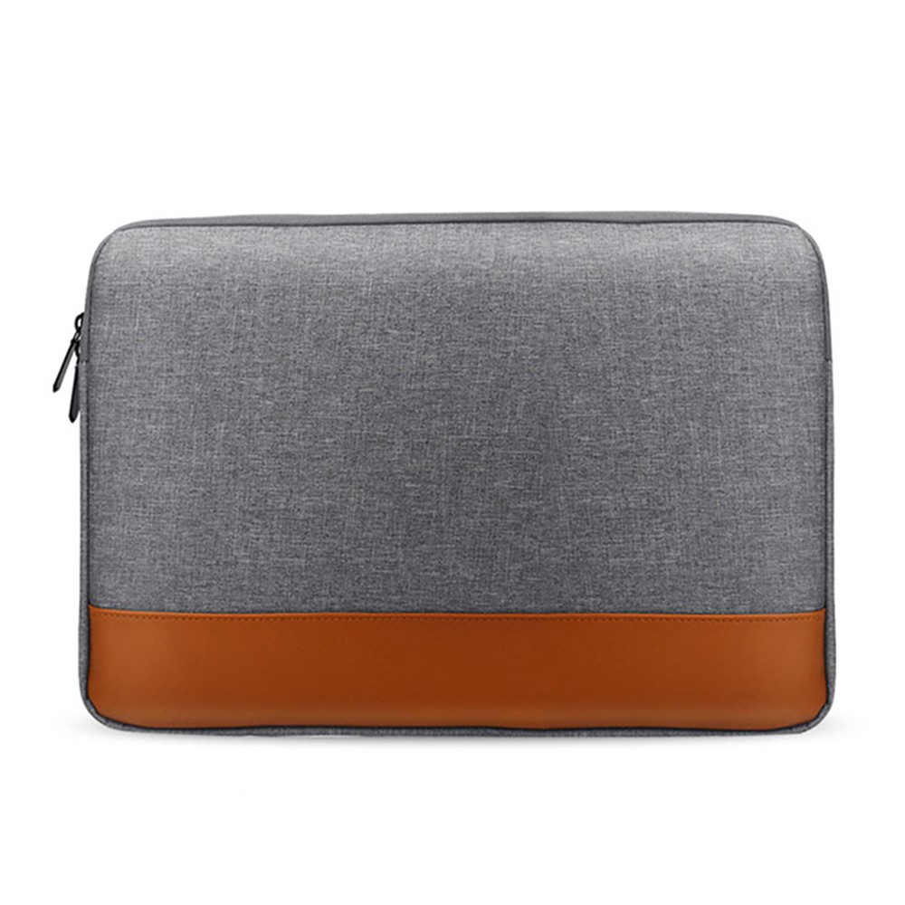 13.3-inch Notebook Color Splicing Sleeve Bag Oxford Cloth+PU Leather Waterproof Shockproof Laptop Carrying Pouch - Grey-1